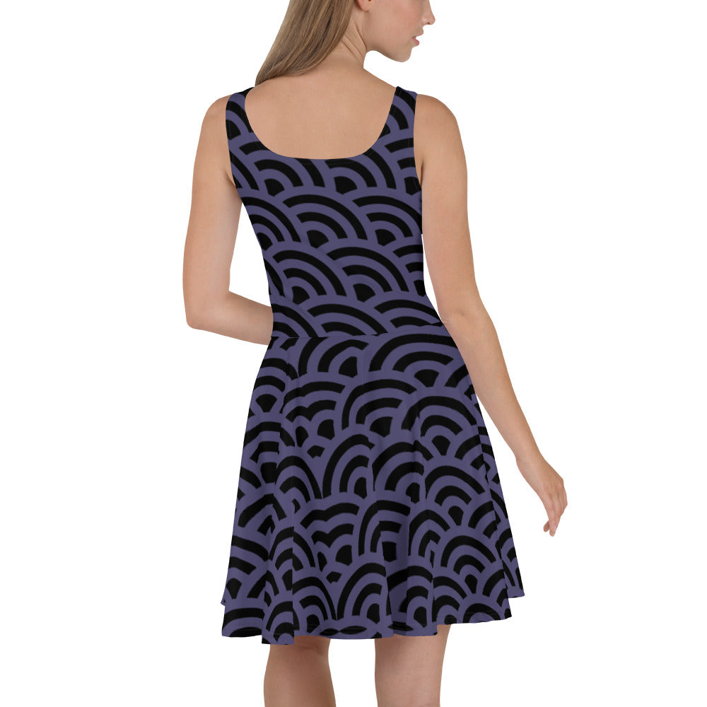 Lavender Grey, Round-Pattern Skater Dress Black