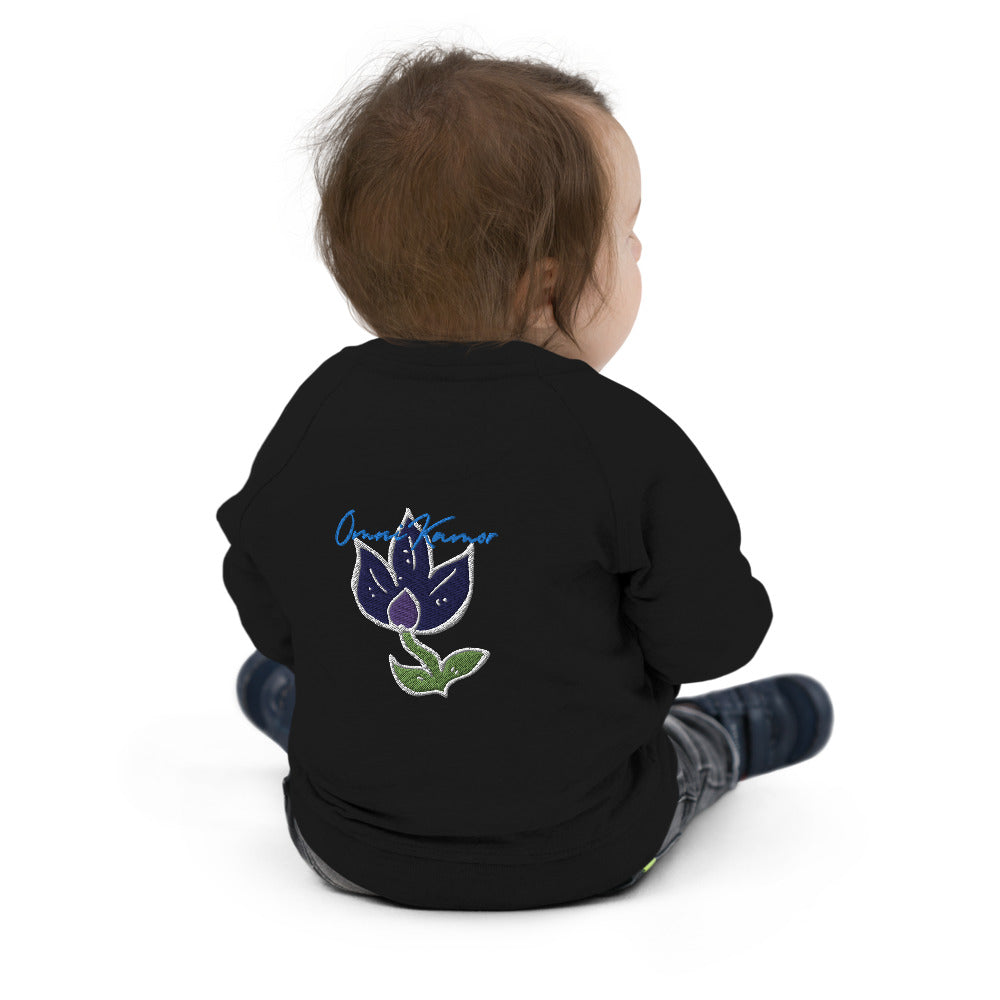 Embroidered Flower Signature Organic Baby Sweater