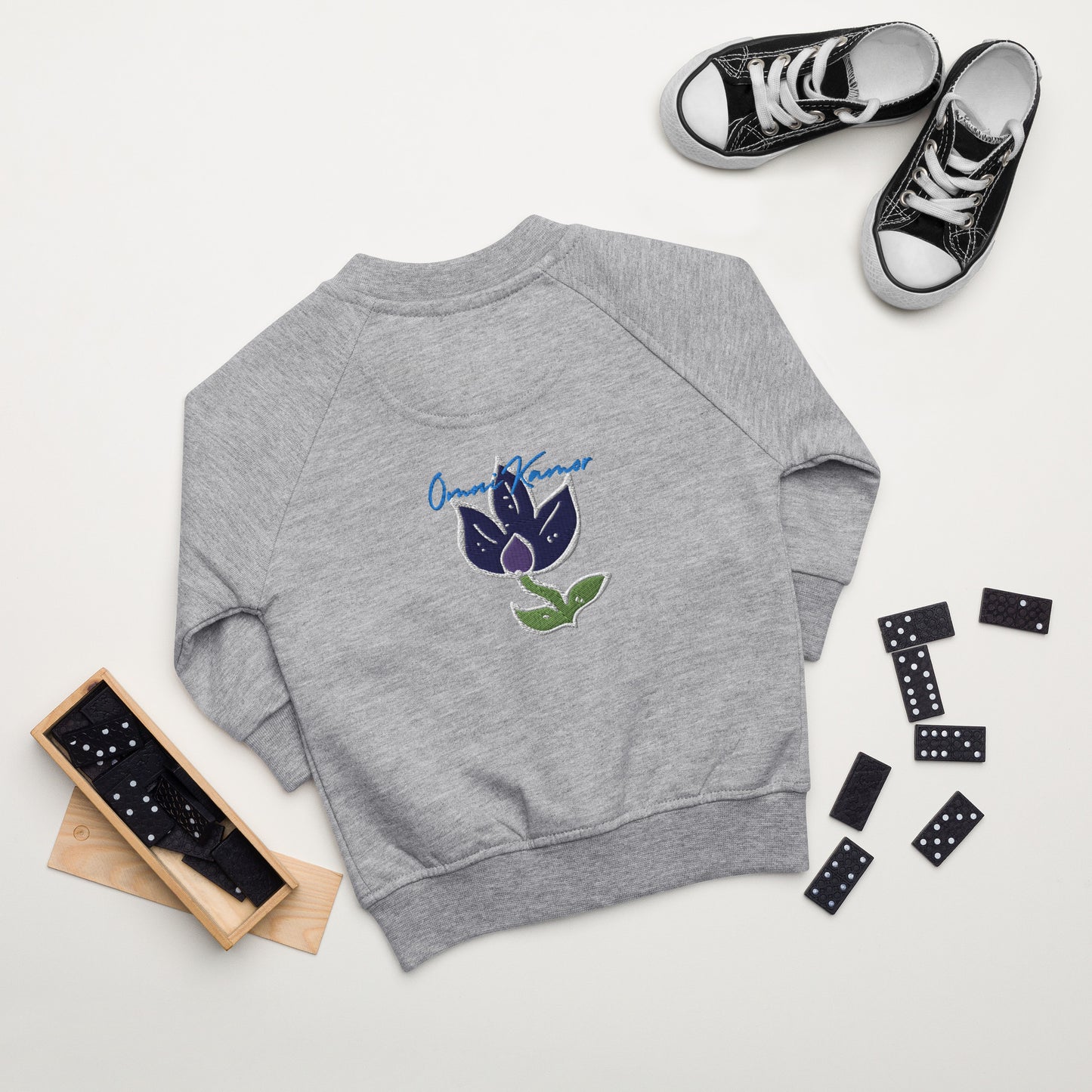 Embroidered Flower Signature Organic Baby Sweater