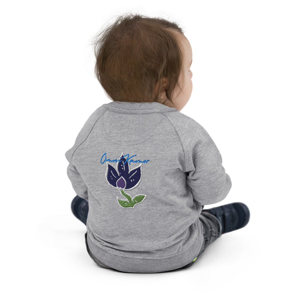 Embroidered Flower Signature Organic Baby Sweater
