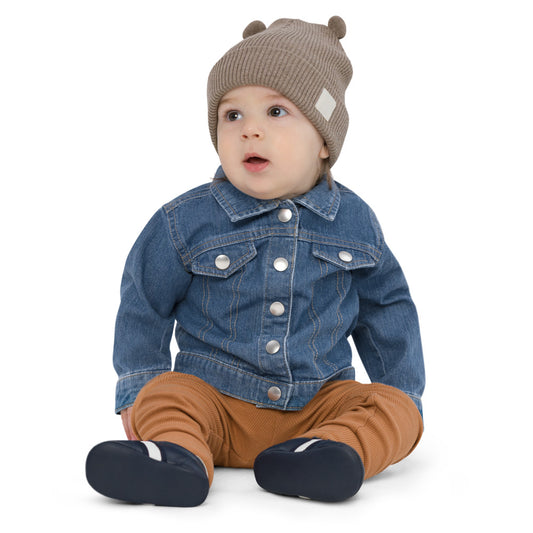 Baby Boy's Organic Embroidered Teddy Bear Signature Denim Jacket