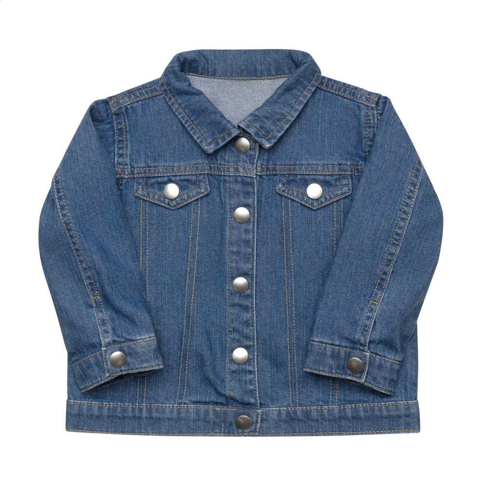 Baby Girl's Organic Embroidered Teddy Bear Signature Denim Jacket