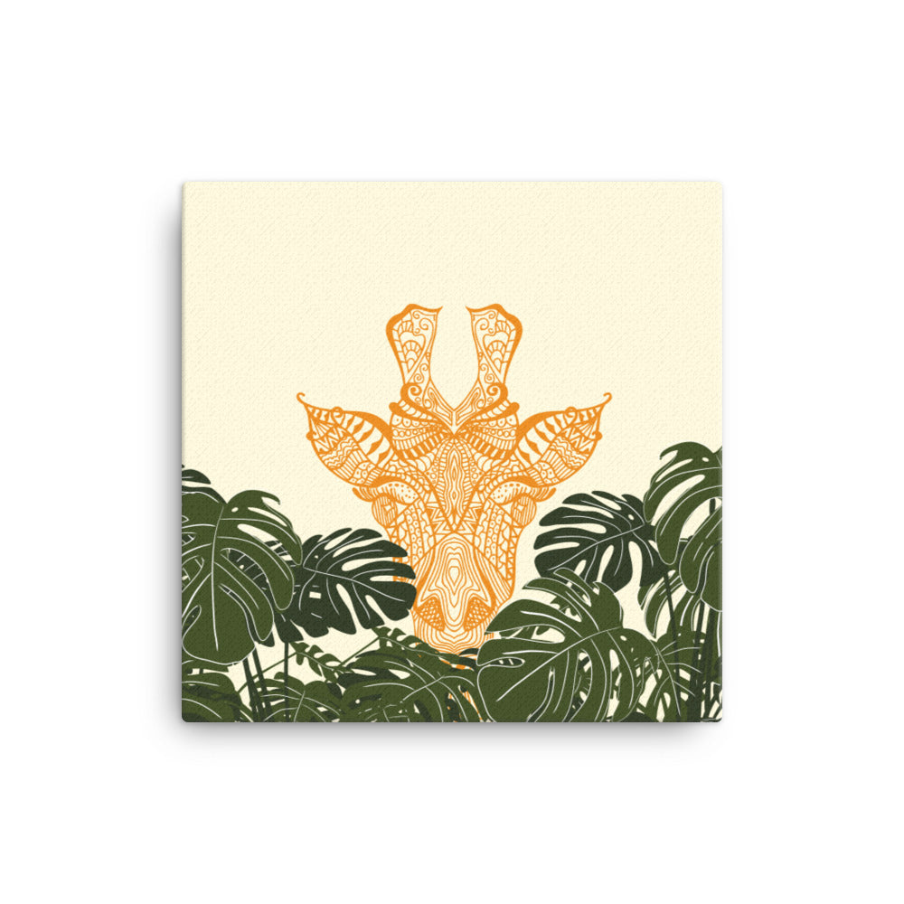 Orange Giraffe Framed Canvas Print Square