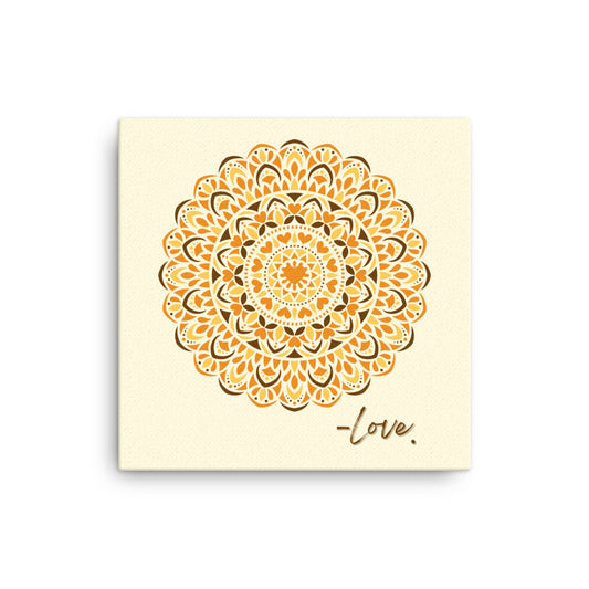Orange Love Dial Mandala Canvas Square