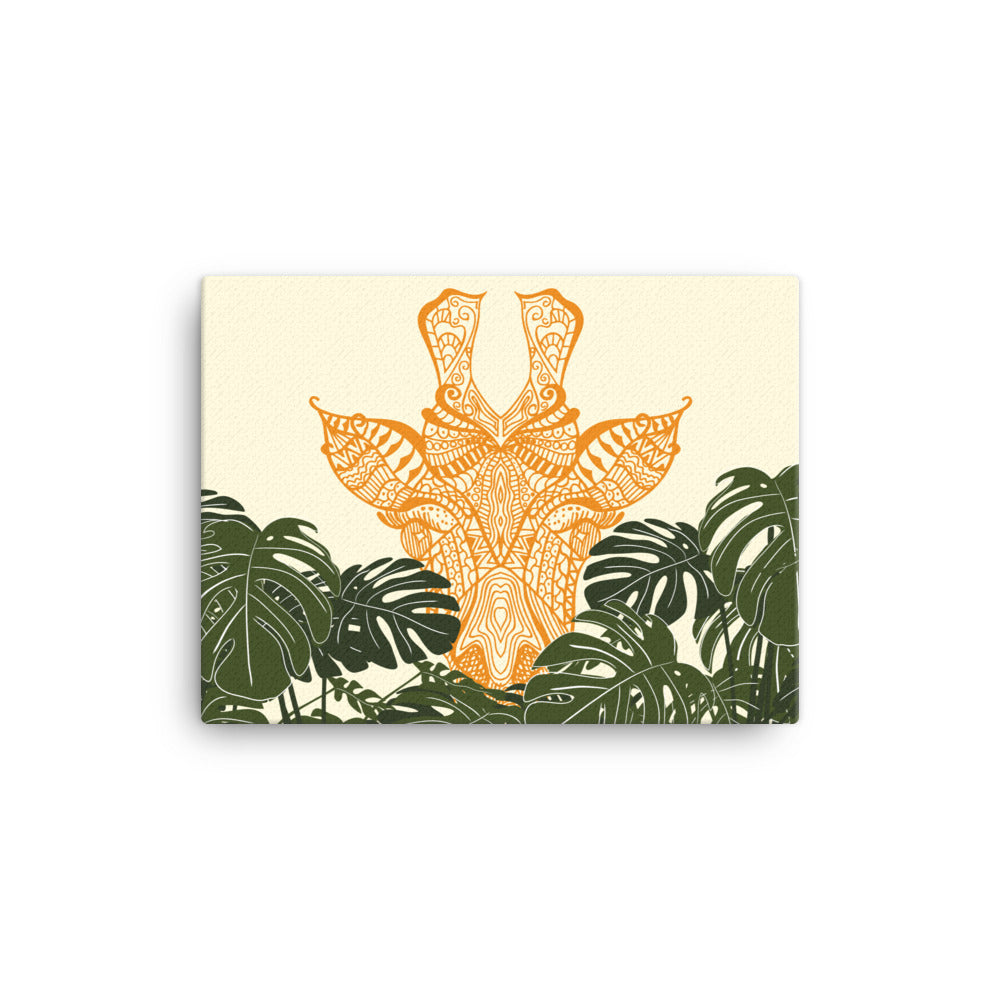 Orange Giraffe Framed Canvas Print Horizontal