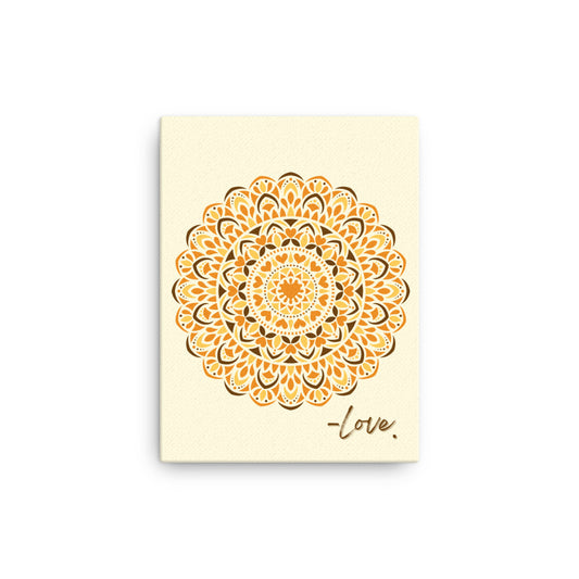 Orange Love Dial Mandala Canvas Print Vertical