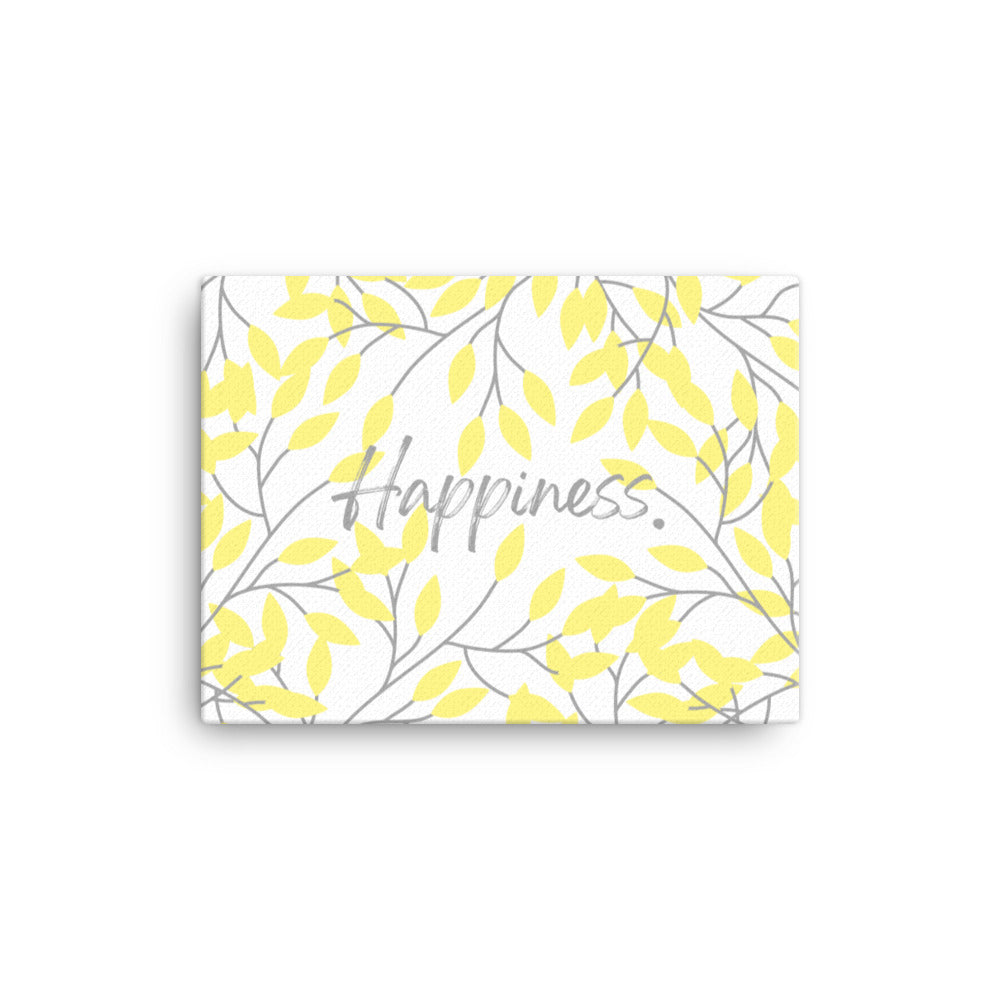 "Happiness" Yellow Leaf Art Framed Canvas Print