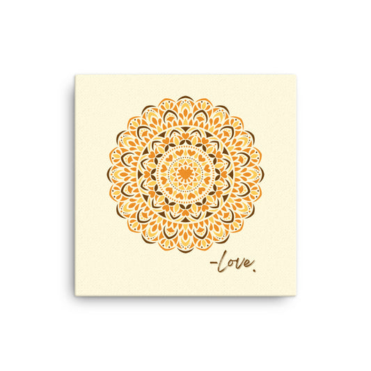Orange Love Dial Mandala Canvas Square