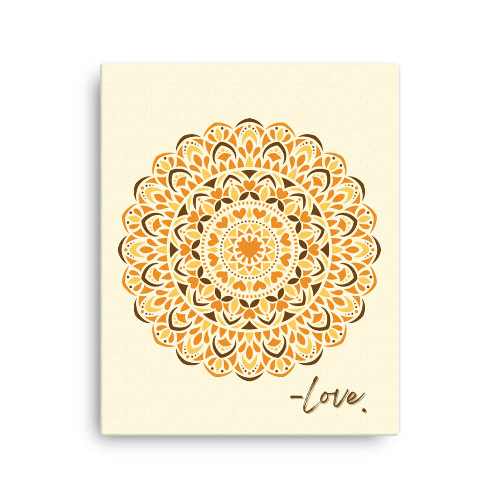 Orange Love Dial Mandala Canvas Print Vertical