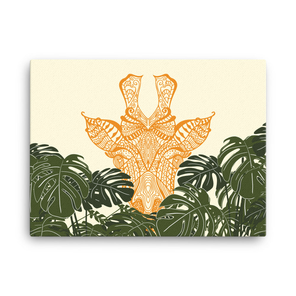 Orange Giraffe Framed Canvas Print Horizontal