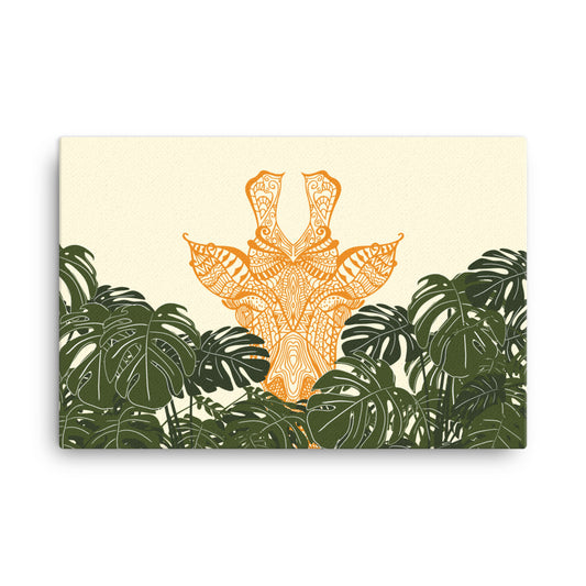 Orange Giraffe Framed Canvas Print Horizontal