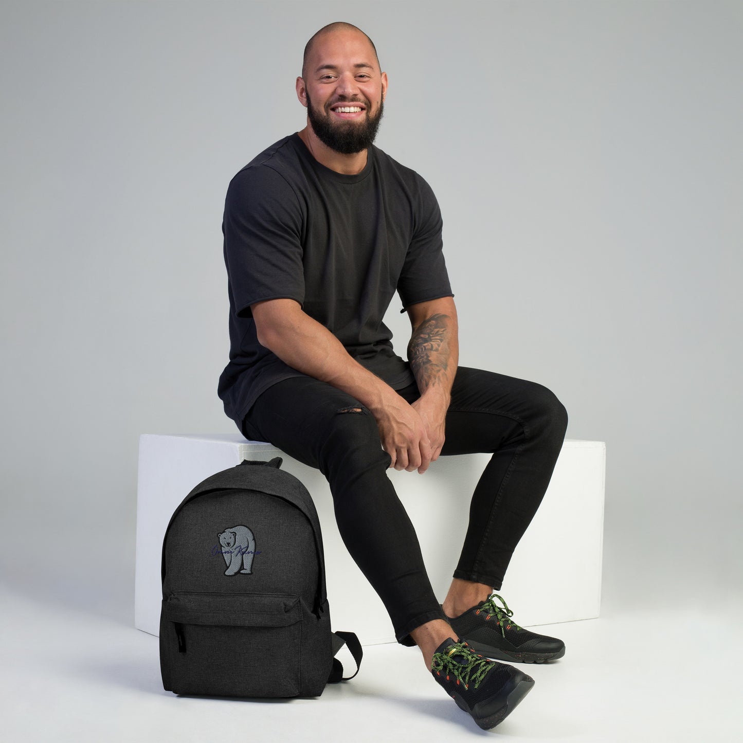 Embroidered Signature Polar Bear Backpack