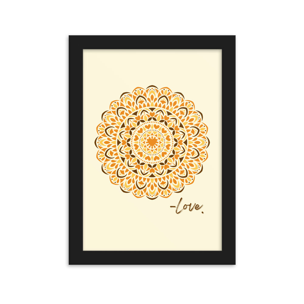 Orange Love Dial Mandala Framed Matte Paper Poster