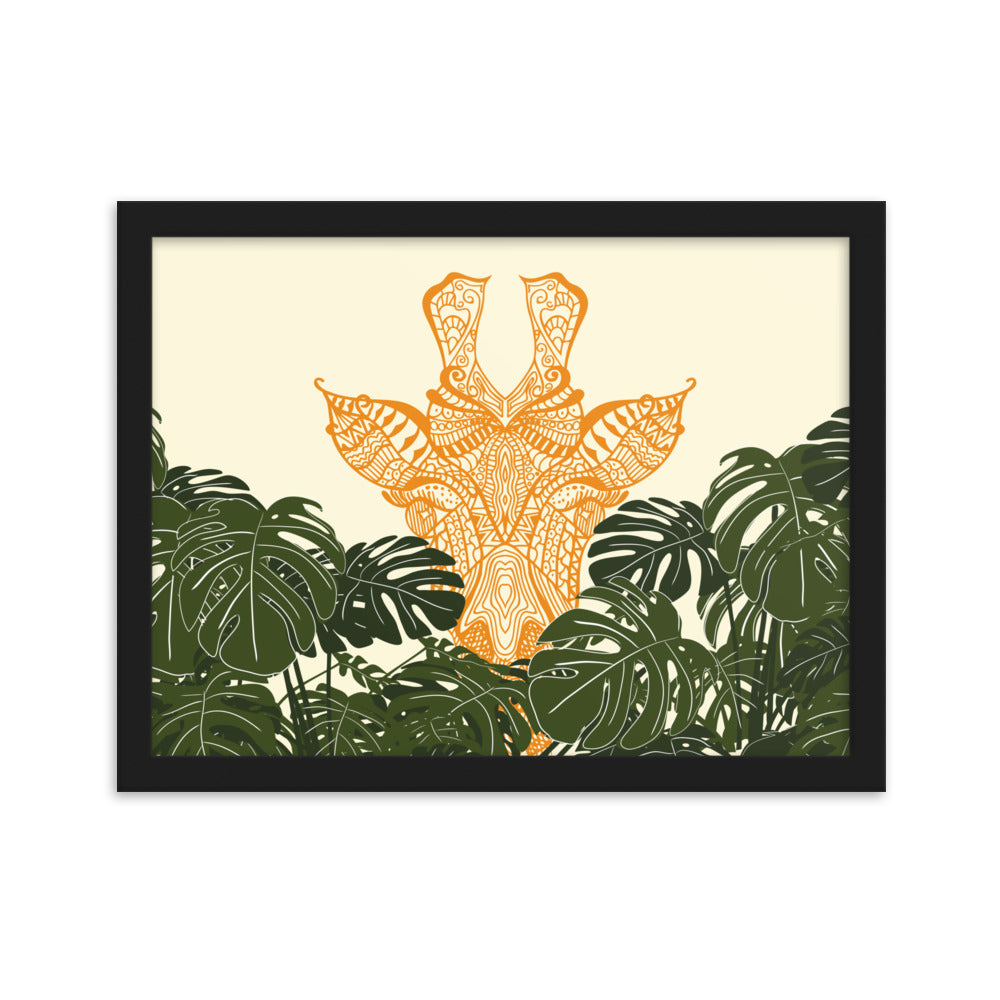 Orange Giraffe Framed Matte Paper Poster Horizontal
