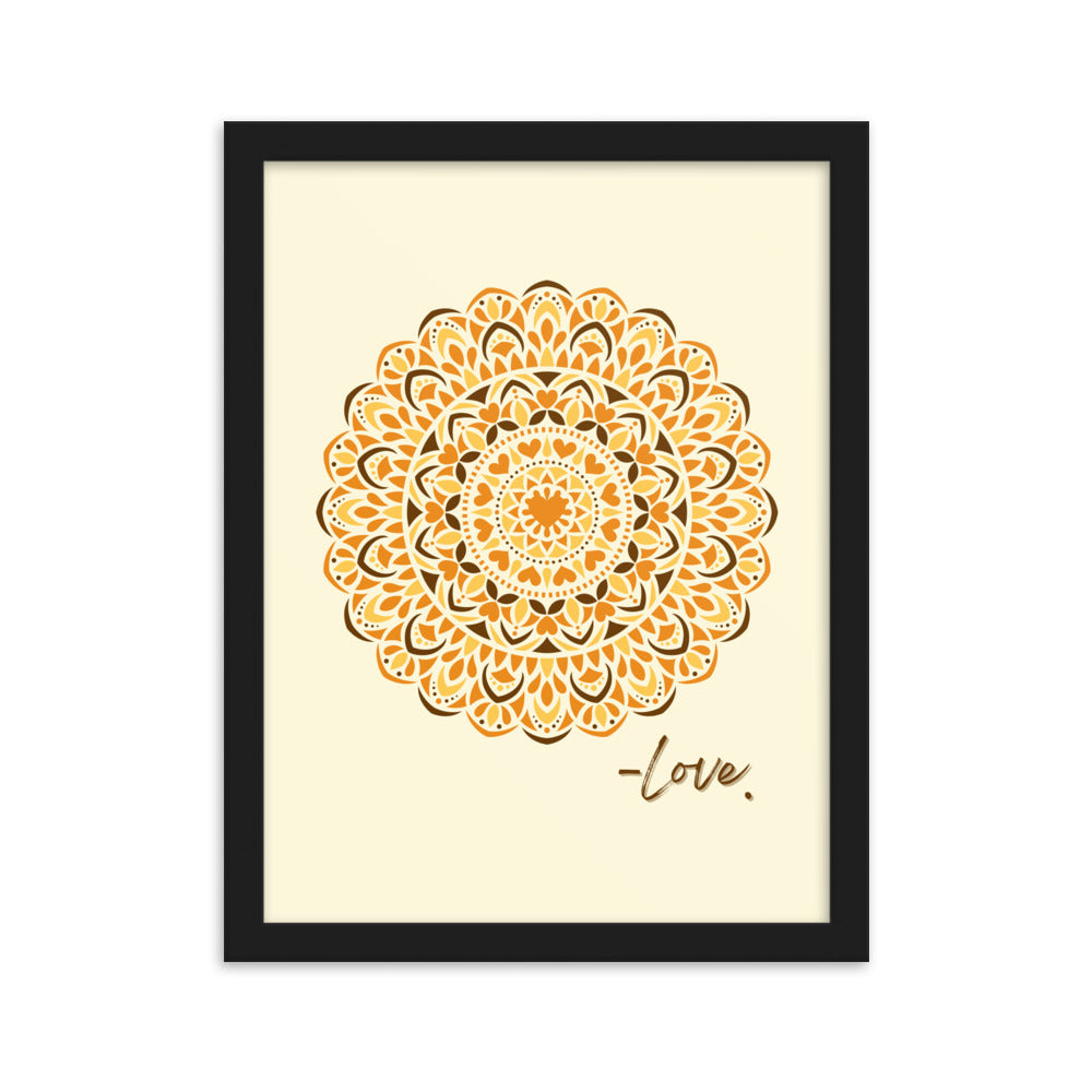 Orange Love Dial Mandala Framed Matte Paper Poster