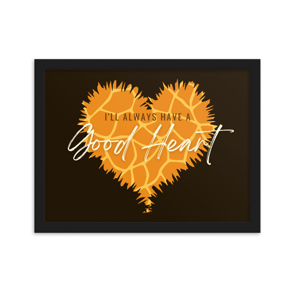 "Good Heart" Giraffe Pattern Framed Matte Paper Poster B
