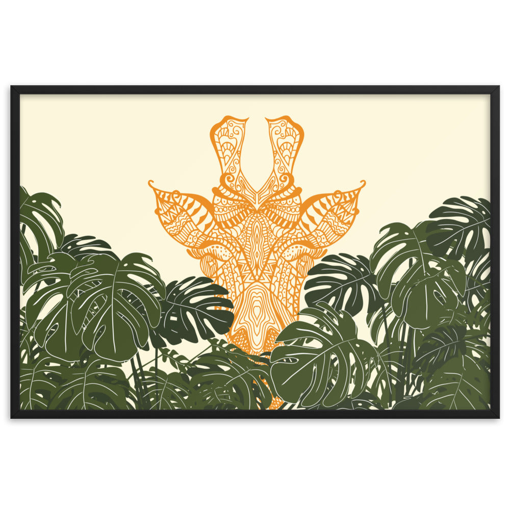 Orange Giraffe Framed Matte Paper Poster Horizontal
