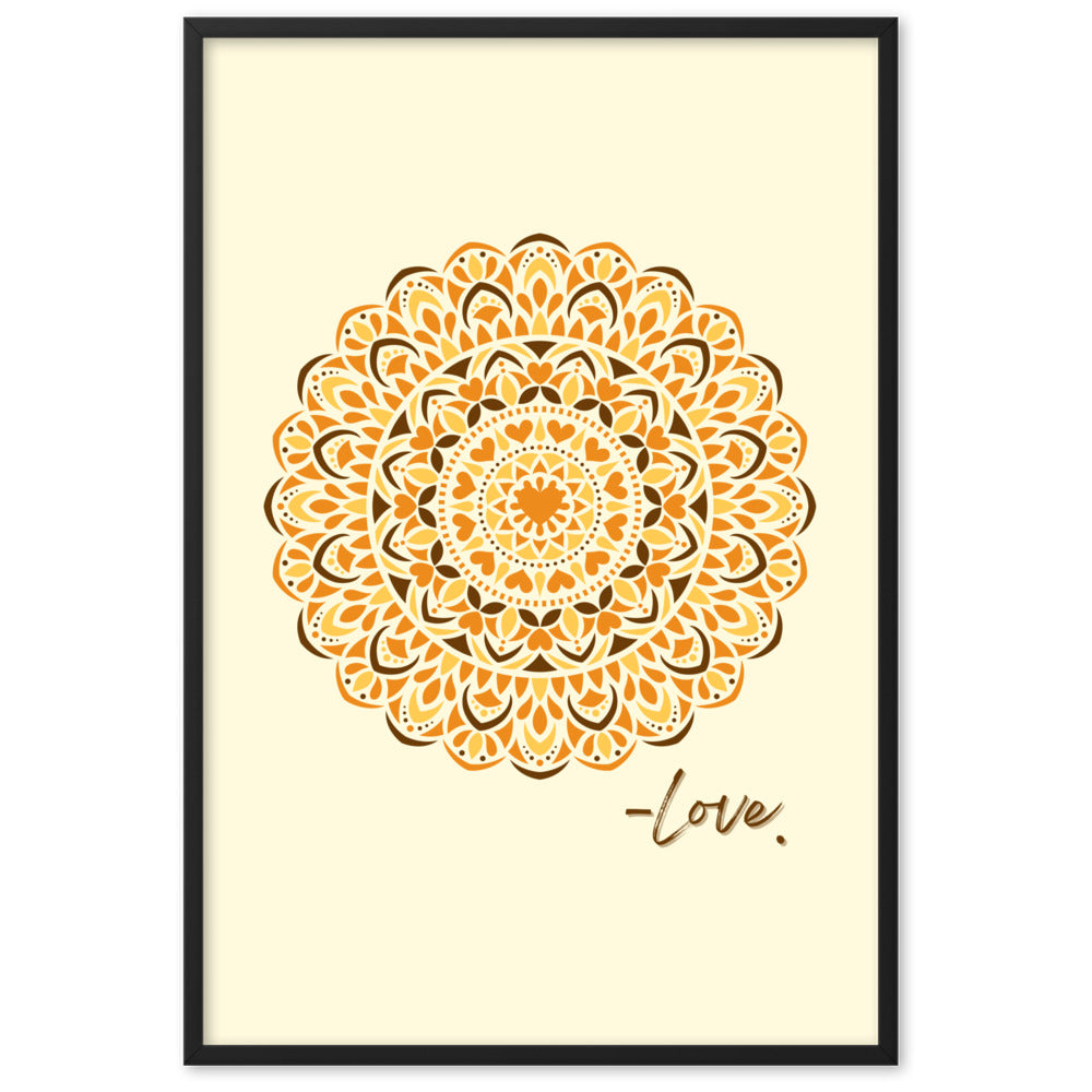 Orange Love Dial Mandala Framed Matte Paper Poster