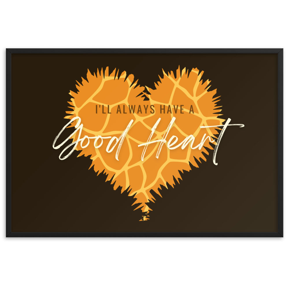 "Good Heart" Giraffe Pattern Framed Matte Paper Poster B