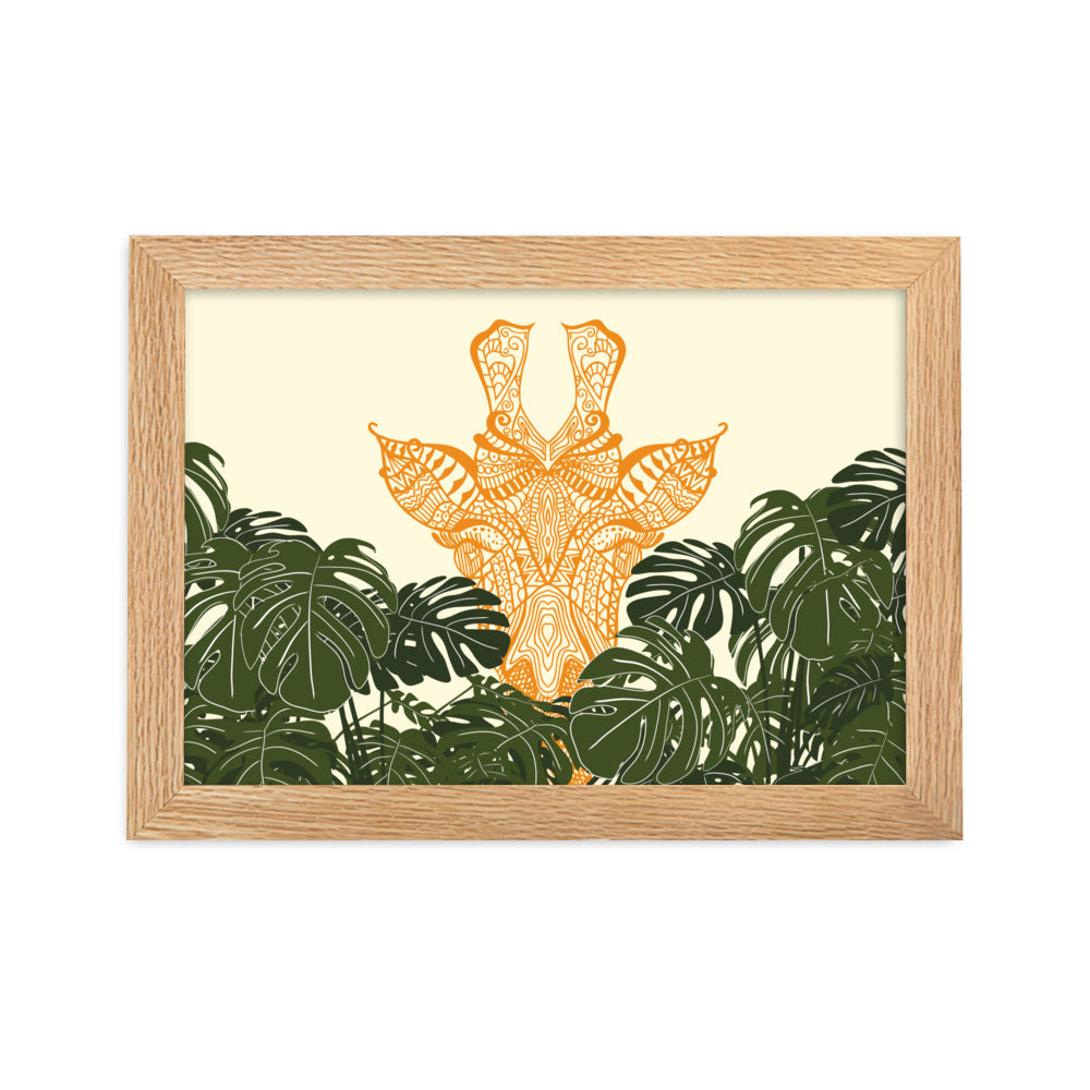 Orange Giraffe Framed Matte Paper Poster Horizontal