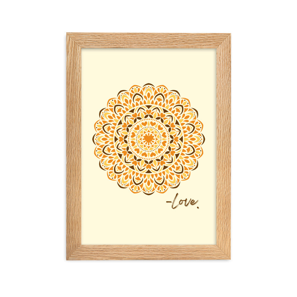 Orange Love Dial Mandala Framed Matte Paper Poster