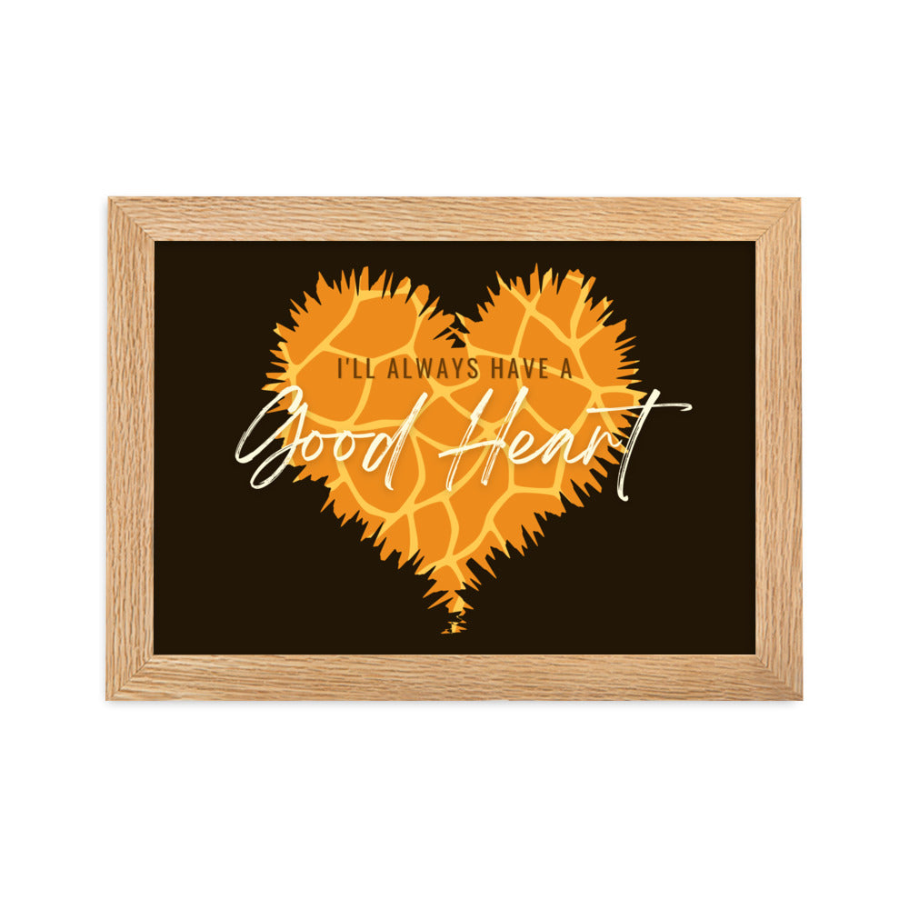 "Good Heart" Giraffe Pattern Framed Matte Paper Poster B