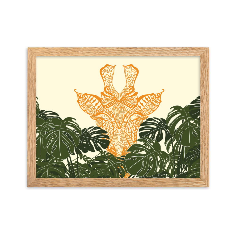 Orange Giraffe Framed Matte Paper Poster Horizontal