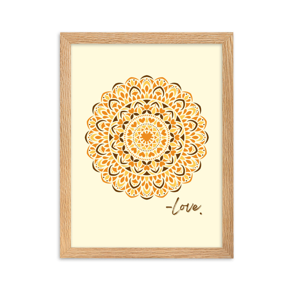 Orange Love Dial Mandala Framed Matte Paper Poster