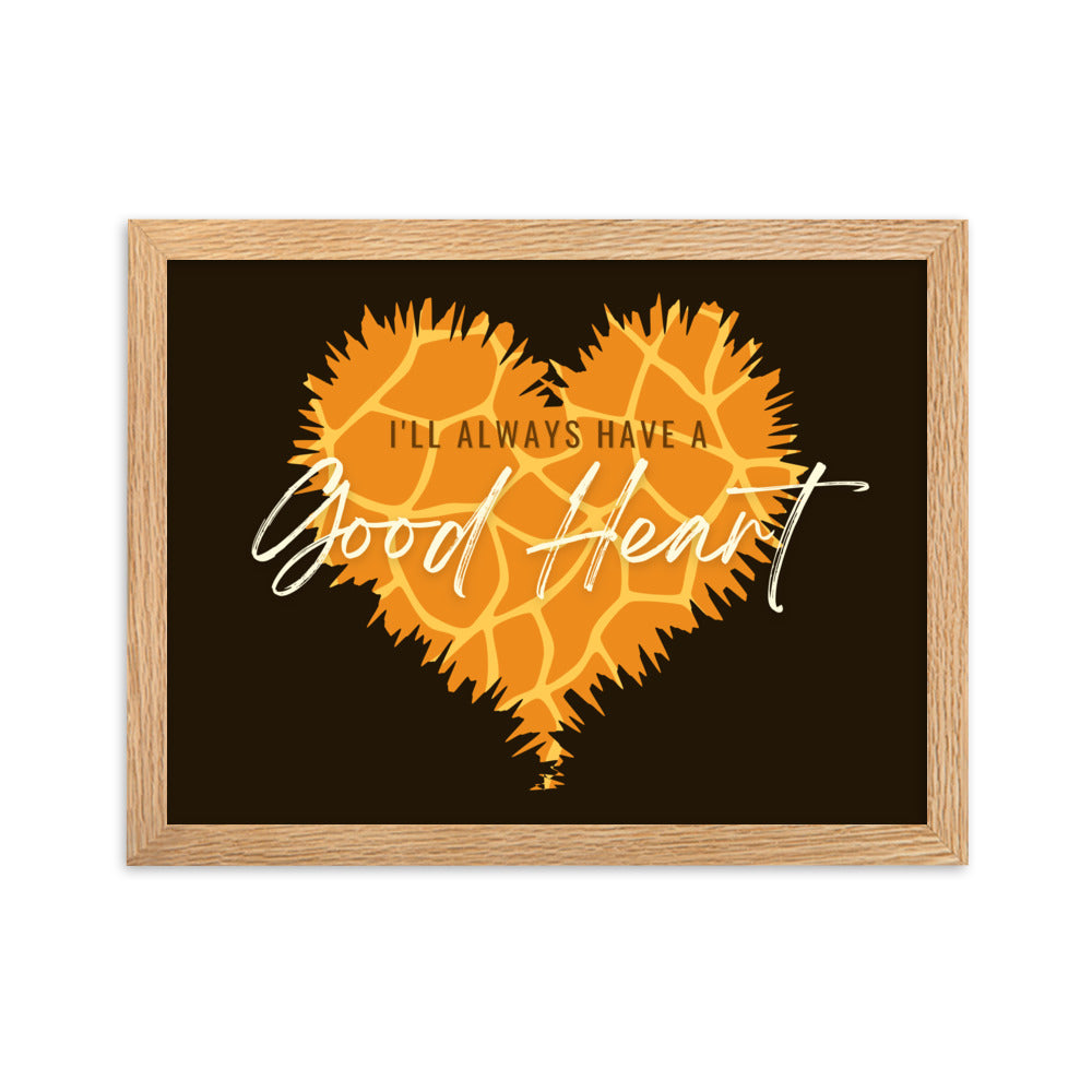 "Good Heart" Giraffe Pattern Framed Matte Paper Poster B
