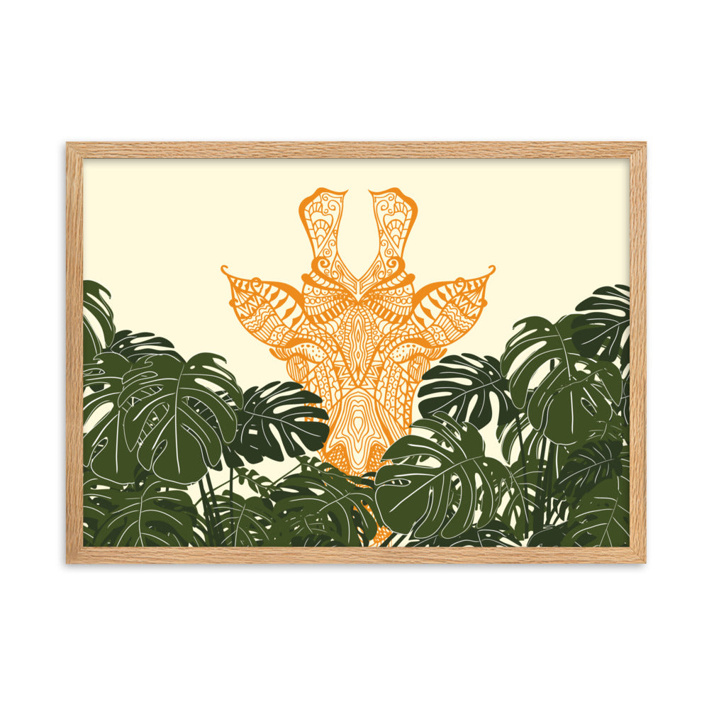 Orange Giraffe Framed Matte Paper Poster Horizontal