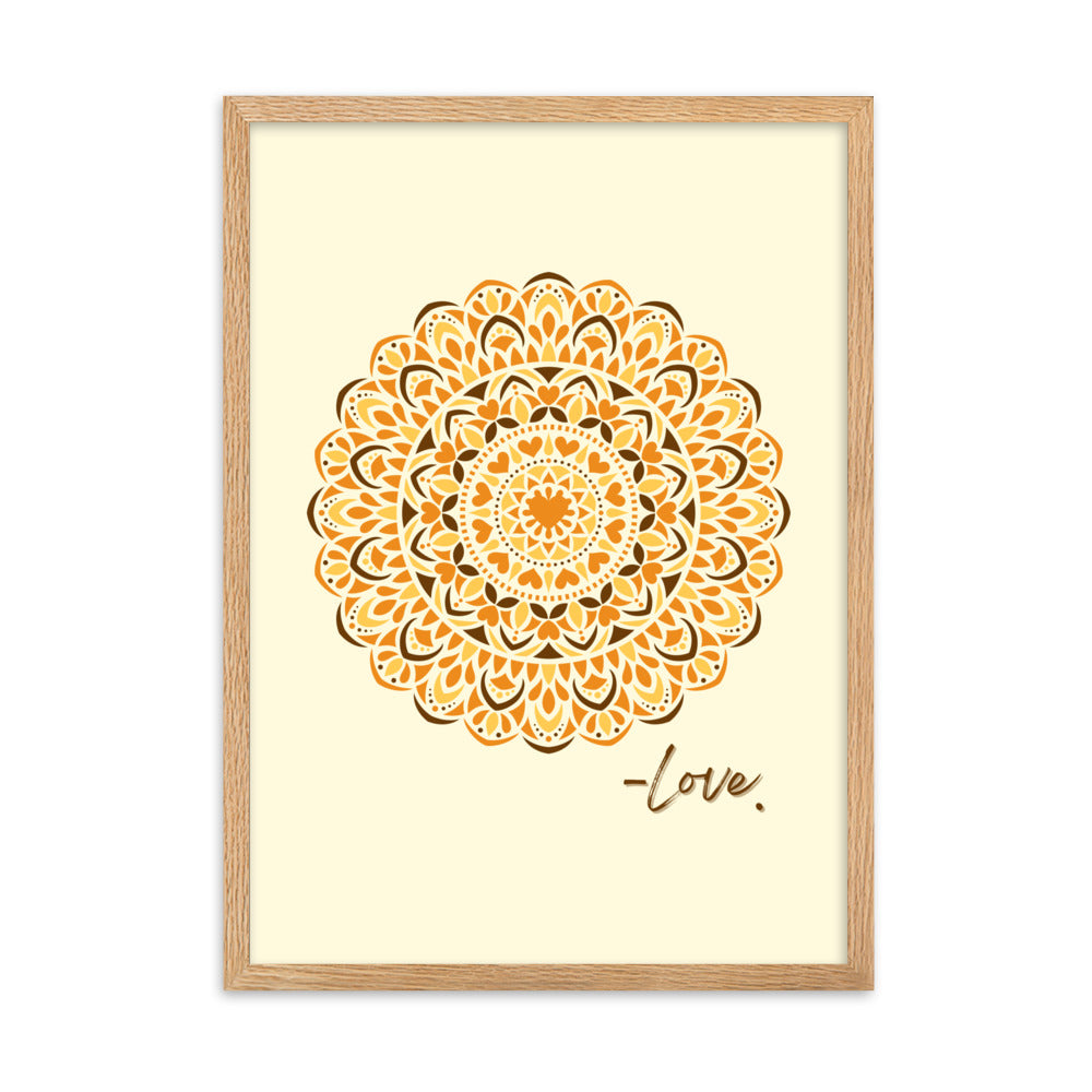 Orange Love Dial Mandala Framed Matte Paper Poster