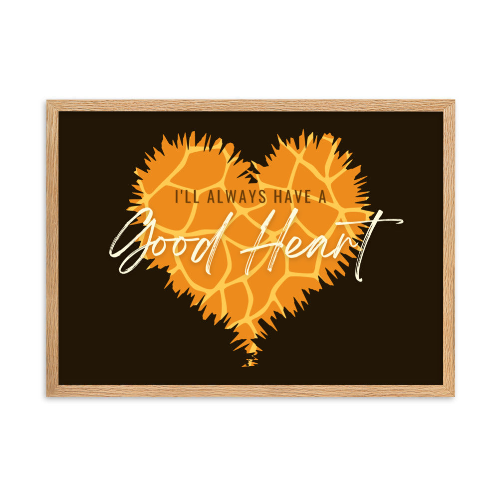 "Good Heart" Giraffe Pattern Framed Matte Paper Poster B