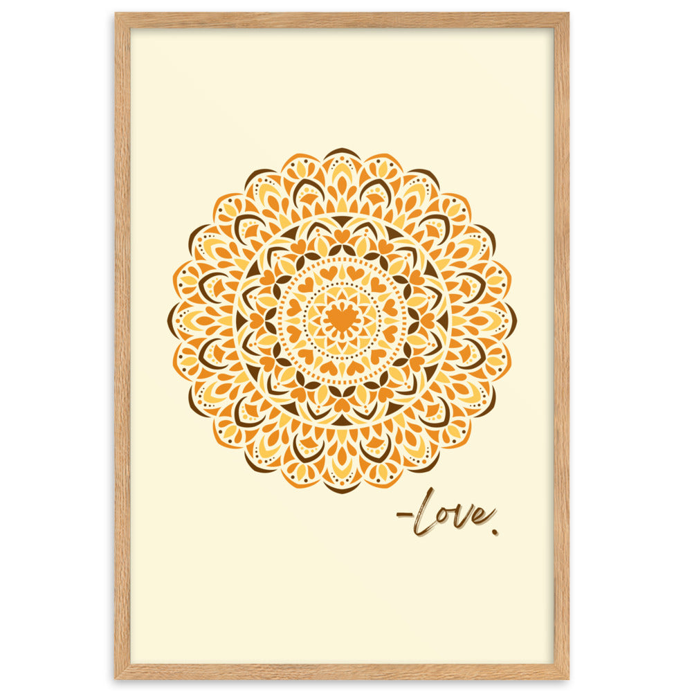 Orange Love Dial Mandala Framed Matte Paper Poster