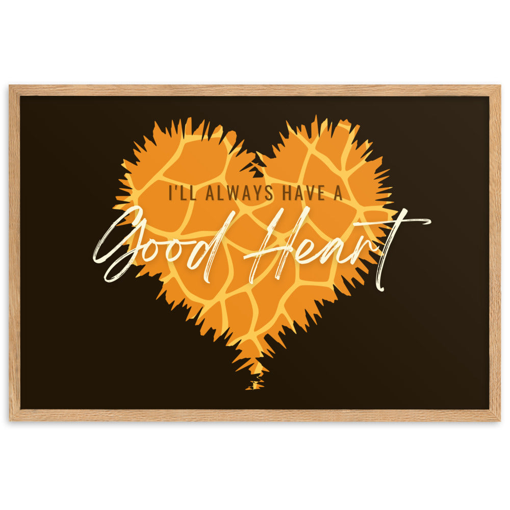 "Good Heart" Giraffe Pattern Framed Matte Paper Poster B