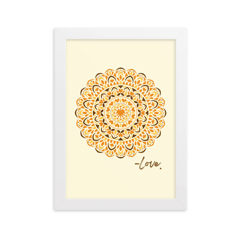Orange Love Dial Mandala Framed Matte Paper Poster
