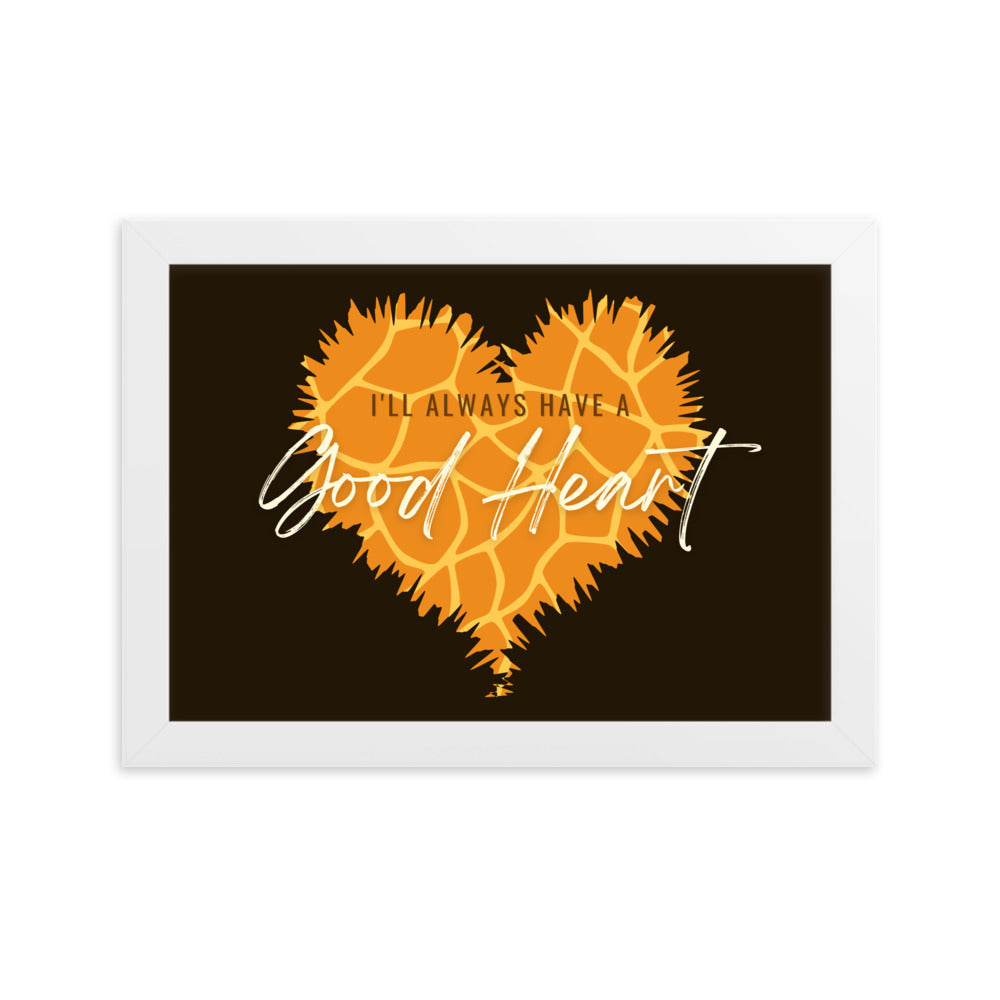 "Good Heart" Giraffe Pattern Framed Matte Paper Poster B