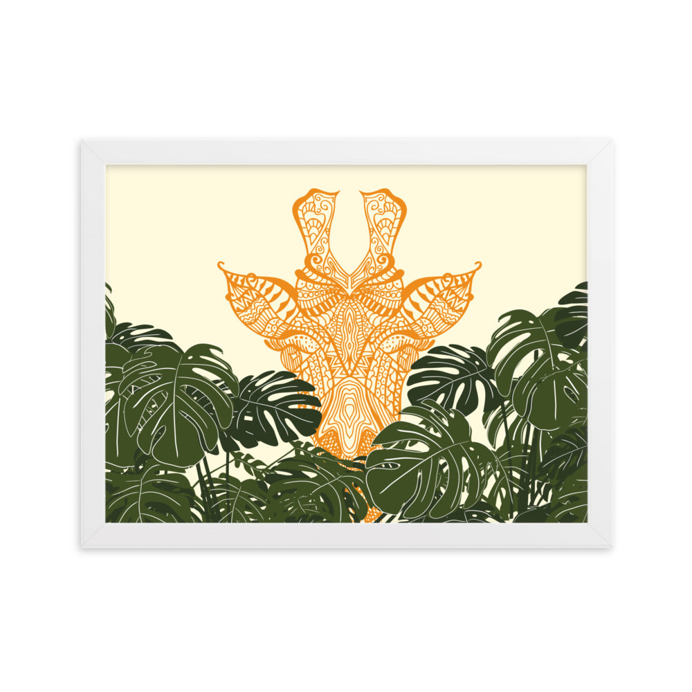 Orange Giraffe Framed Matte Paper Poster Horizontal