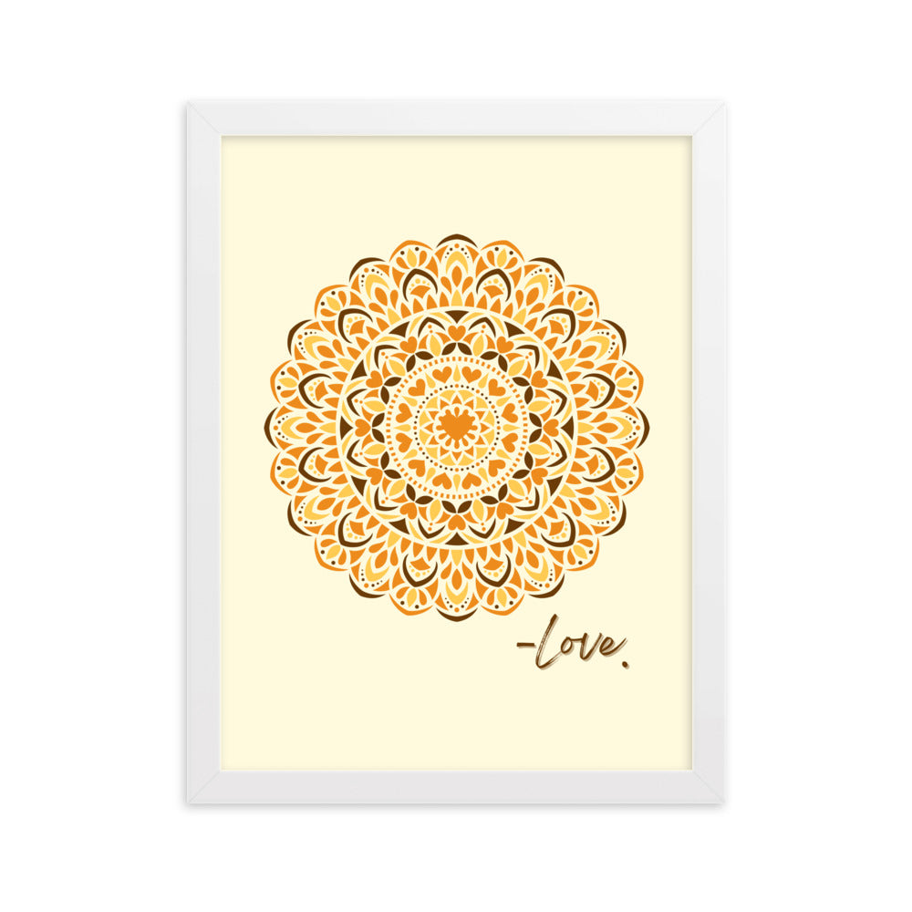 Orange Love Dial Mandala Framed Matte Paper Poster