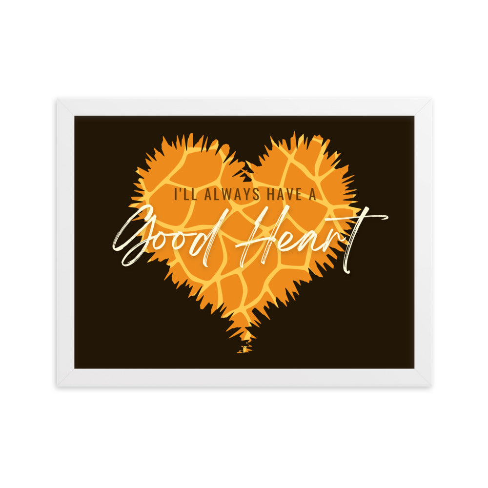 "Good Heart" Giraffe Pattern Framed Matte Paper Poster B