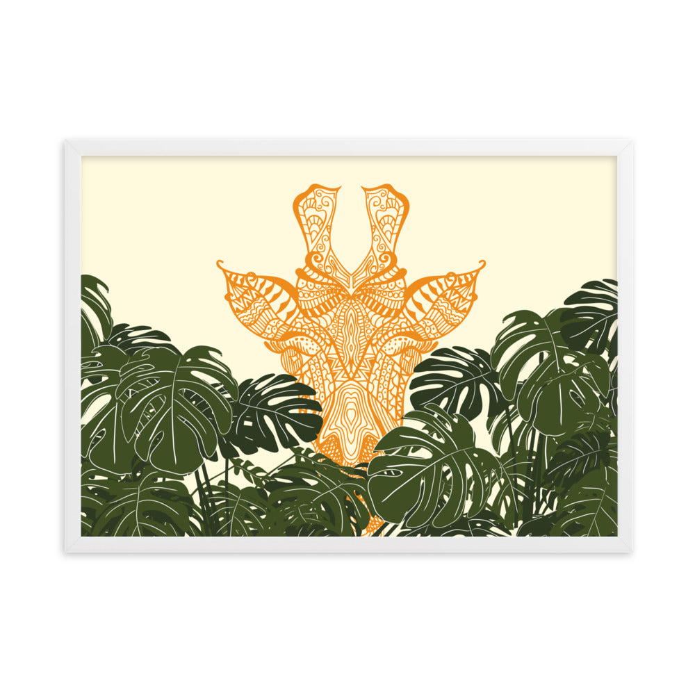 Orange Giraffe Framed Matte Paper Poster Horizontal