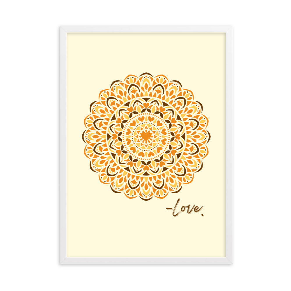 Orange Love Dial Mandala Framed Matte Paper Poster