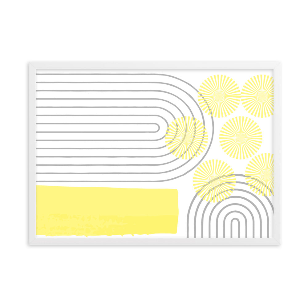 Yellow Abstract Art Framed Matte Paper Poster