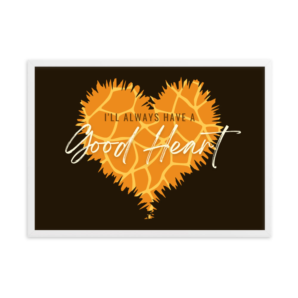 "Good Heart" Giraffe Pattern Framed Matte Paper Poster B