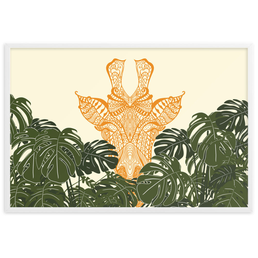 Orange Giraffe Framed Matte Paper Poster Horizontal