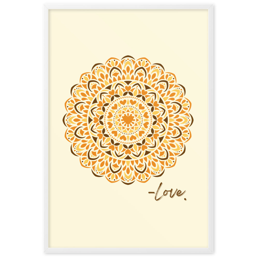 Orange Love Dial Mandala Framed Matte Paper Poster