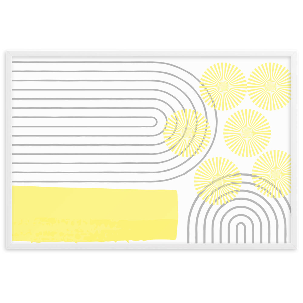 Yellow Abstract Art Framed Matte Paper Poster