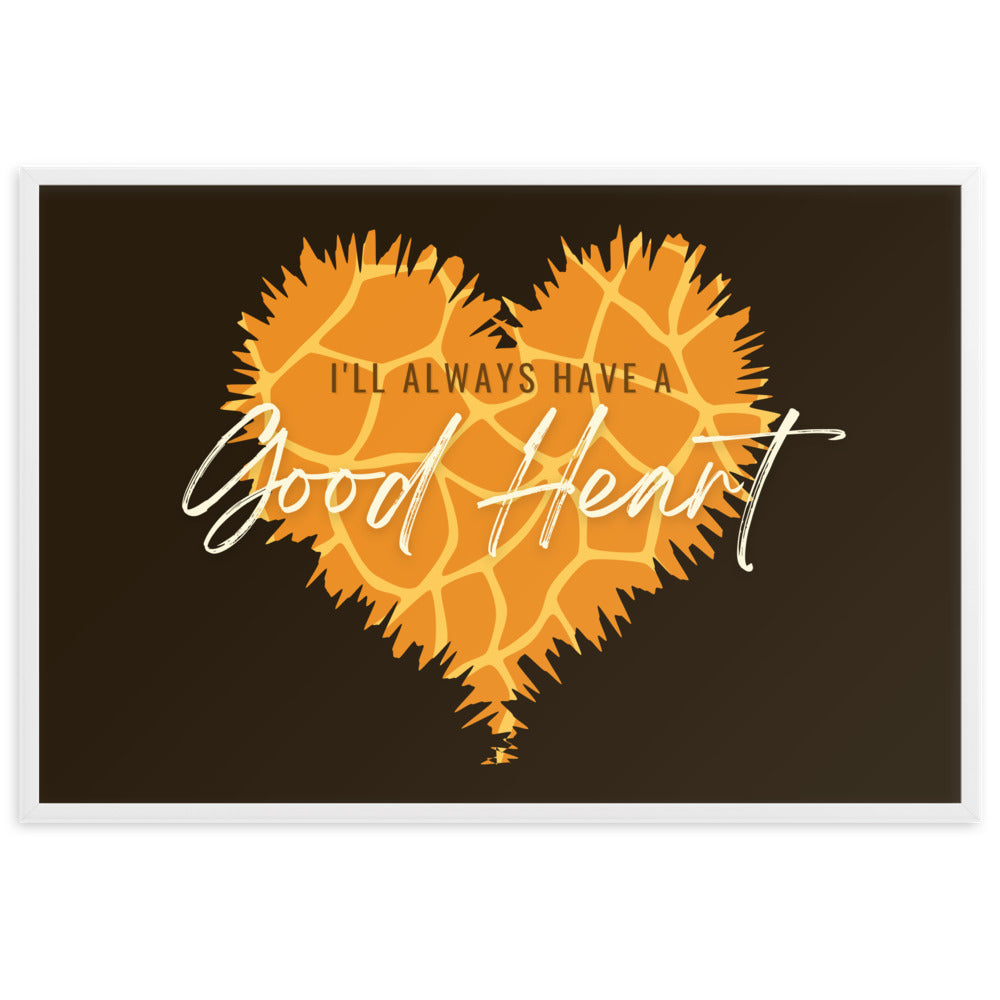 "Good Heart" Giraffe Pattern Framed Matte Paper Poster B