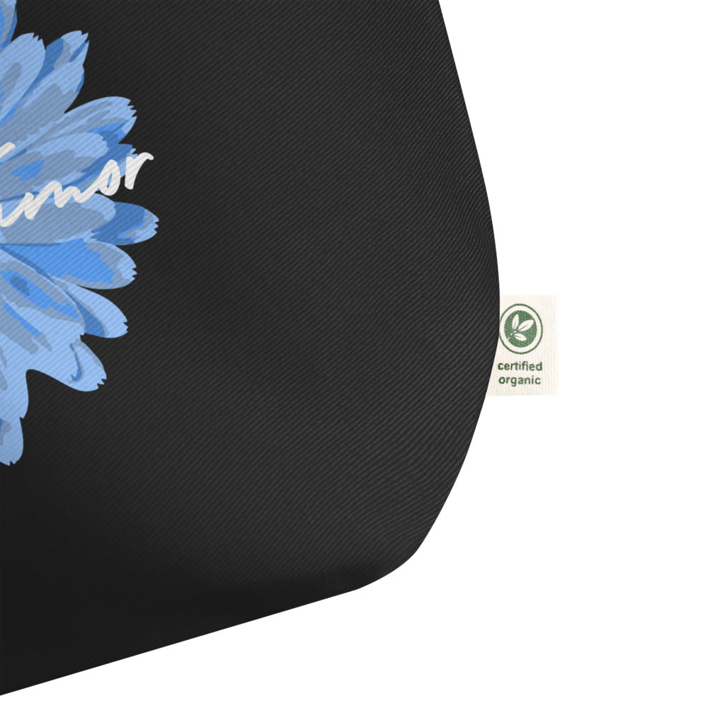 Large Organic Signature Blue Flower Tote Bag