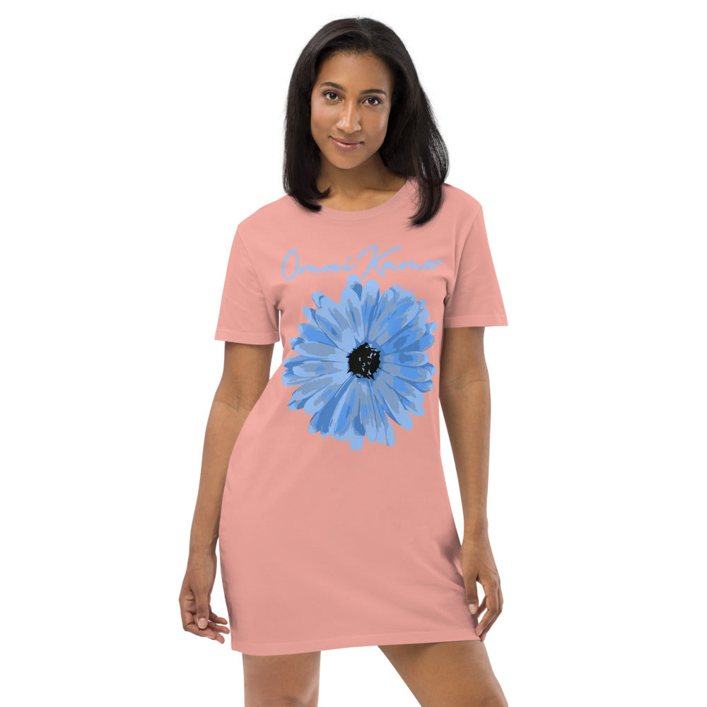 Organic Cotton Signature Blue Flower T-Shirt Dress