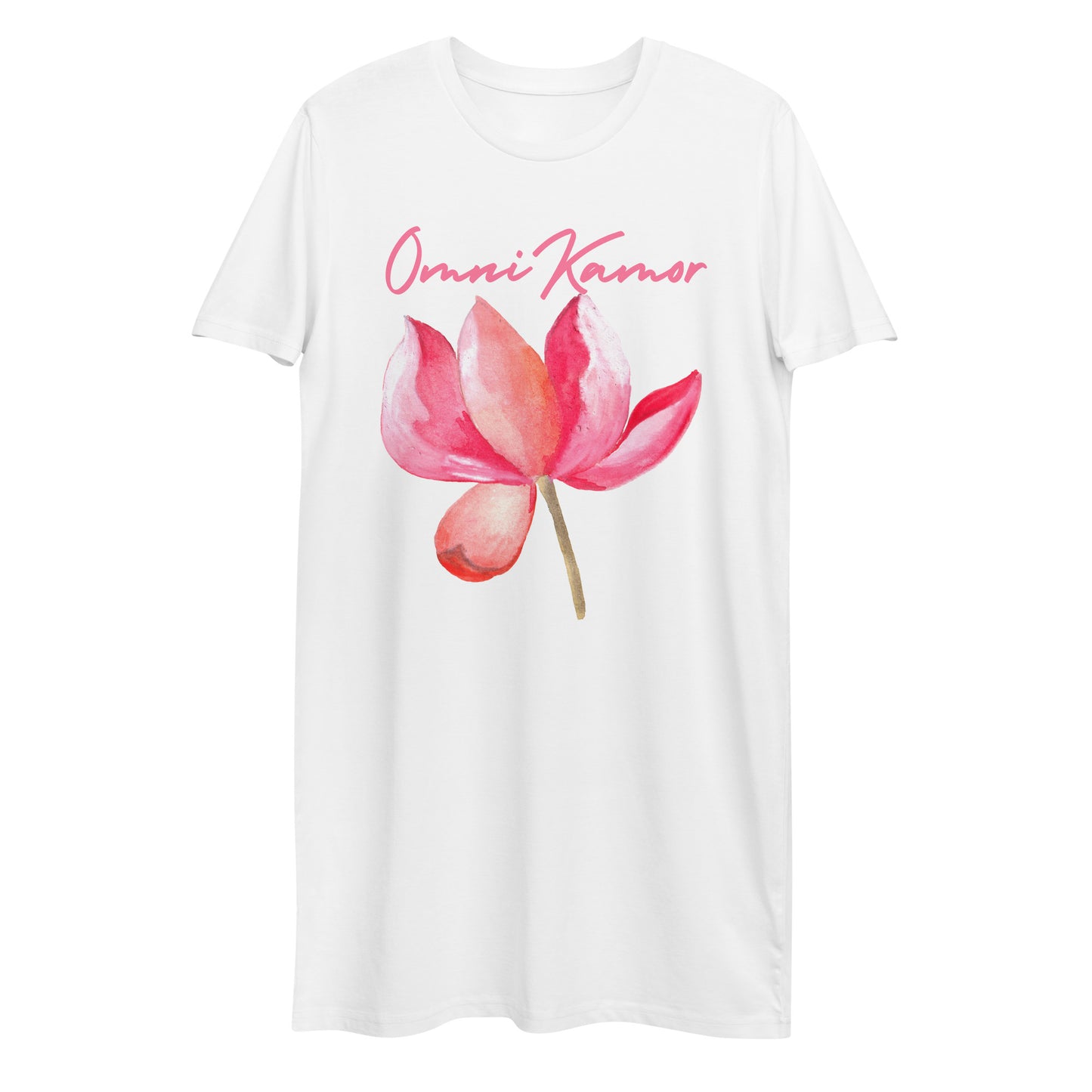 Organic Cotton Signature Peach Flower T-Shirt Dress White
